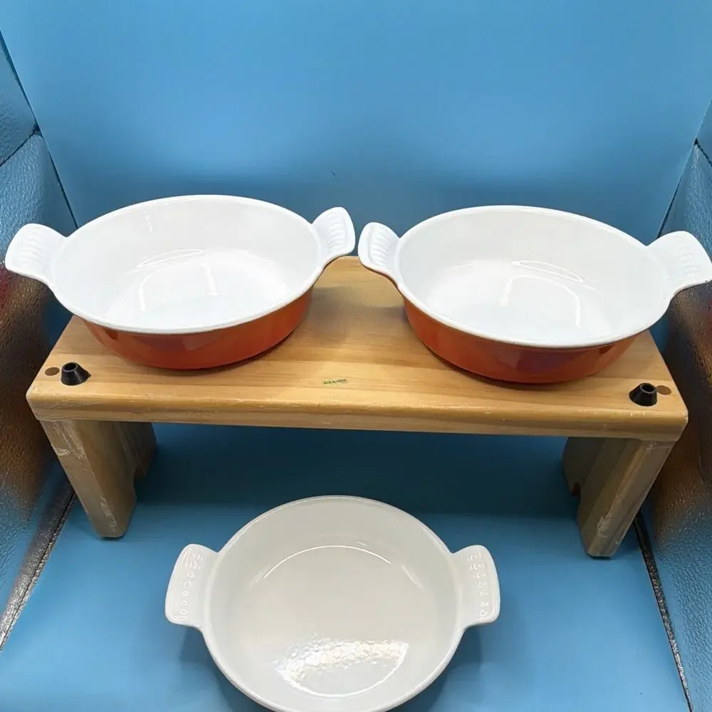Vintage Descoware cast iron Ceramic Baking Dishes w/ Handles 0.5 Qt# FE-14.5